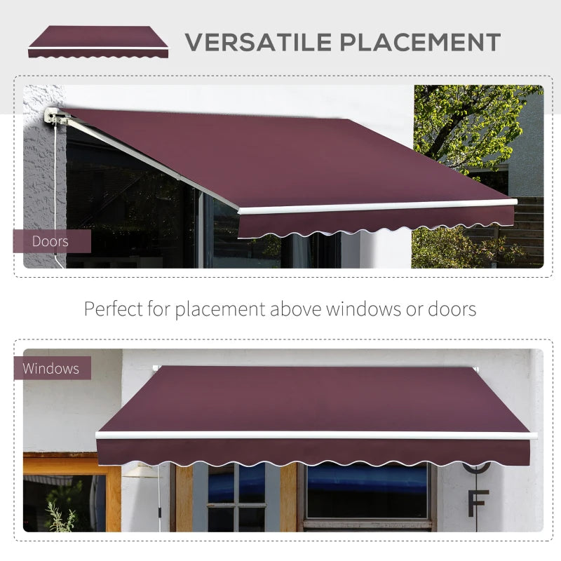 Red 3m x4m Retractable Awning Canopy With Fittings and Crank Handle