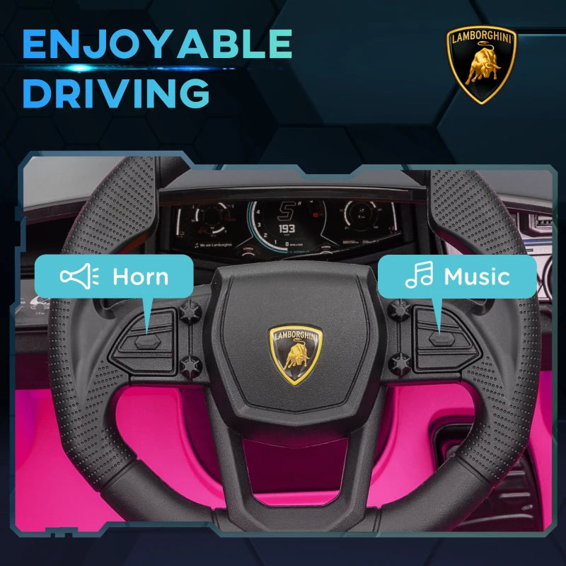 Licensed 12V Lamborghini Revuelto Ride On Car with Butterfly Doors and Remote Control Pink