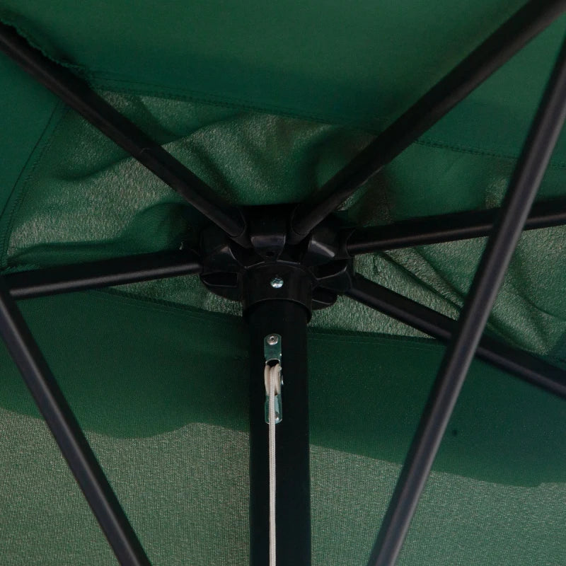 Green Half Round Balcony Parasol with Crank Handle (2.3m)