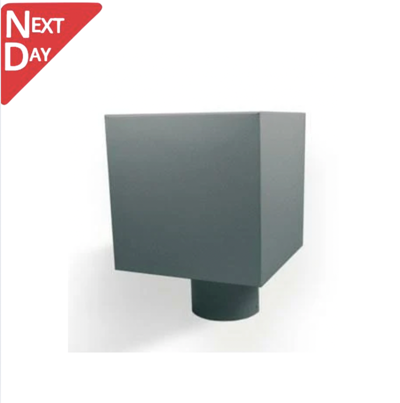 Anthracite Grey  Galvanised Steel Plain Box Hopper Head 200w x 200d x 200h with 80mm Outlet