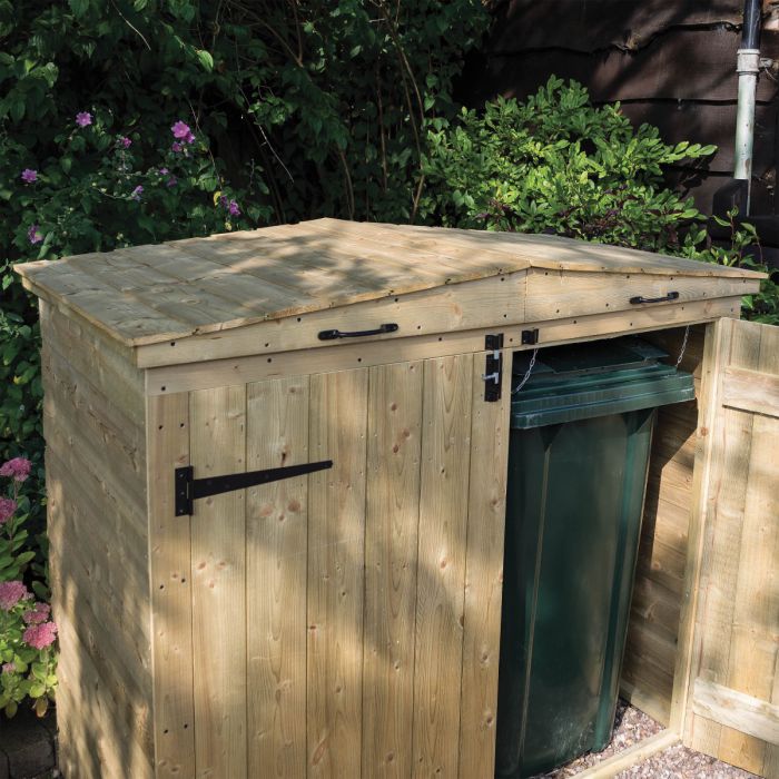 Large Outdoor Wooden Bin Storage Unit