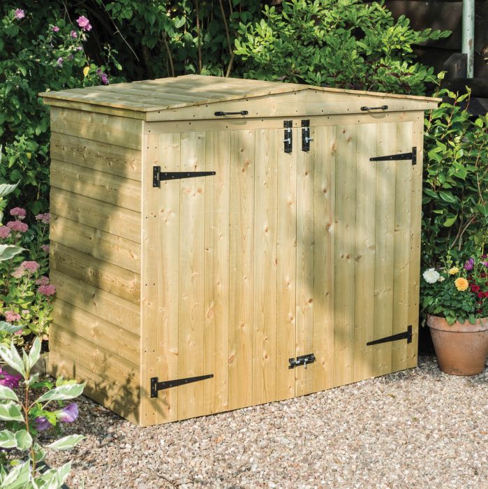 Large Outdoor Wooden Bin Storage Unit