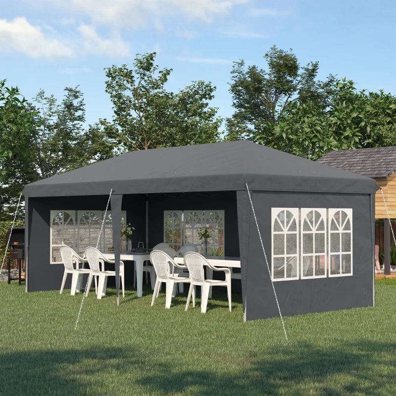 Grey 3x6m Pop-Up Gazebo with Removable Walls