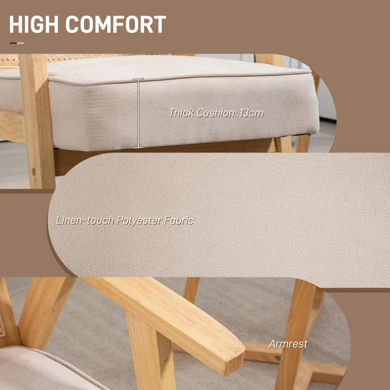 Natural Finish Wooden Rattan Weave Accent Chair for Stylish Home Decor