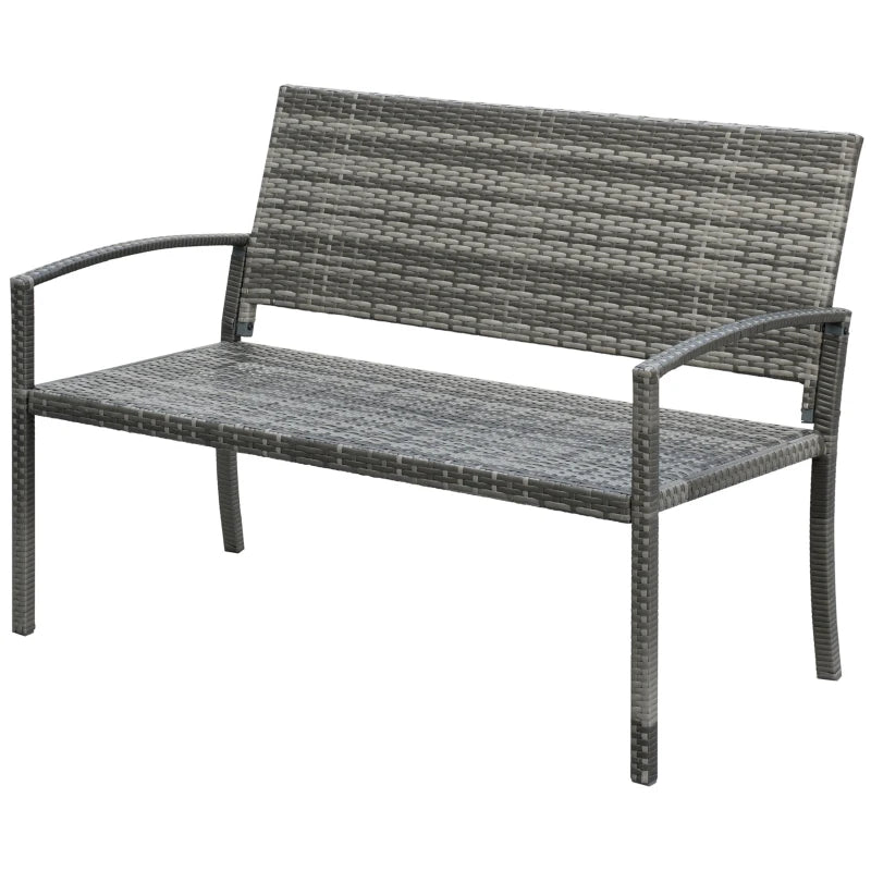 Grey Rattan 2 Seater Garden Bench Love Seat Outdoor Furniture