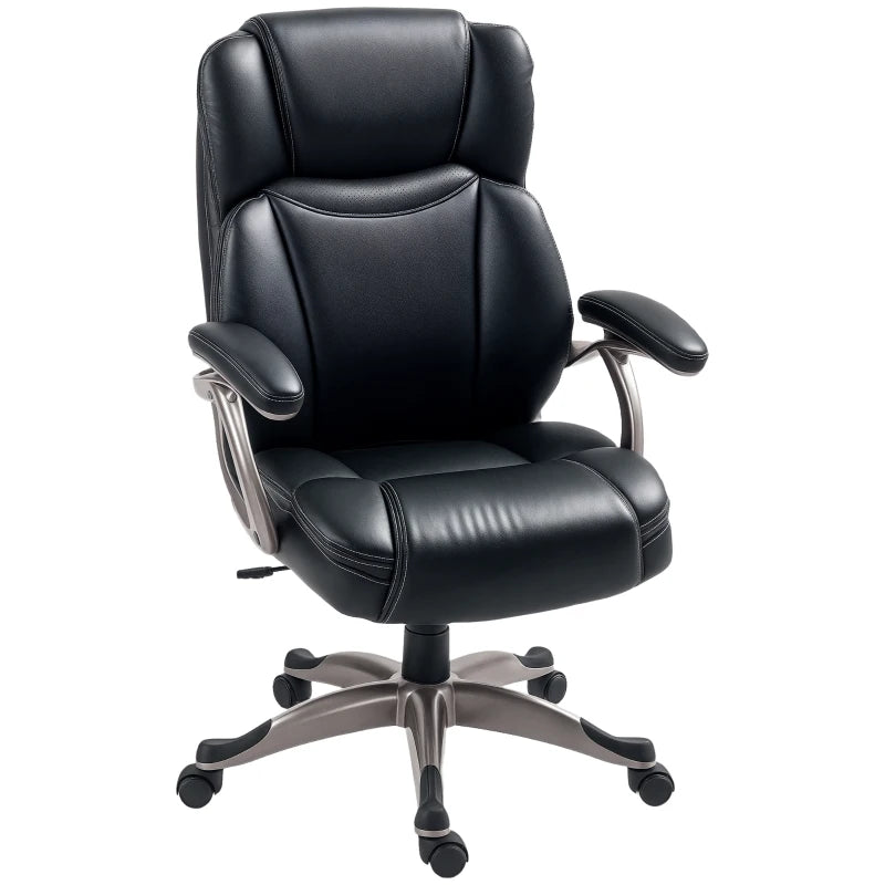 Ergonomic 49.5-59cm Adjustable Faux Leather Office Chair - Stylish Black Executive Desk Seating