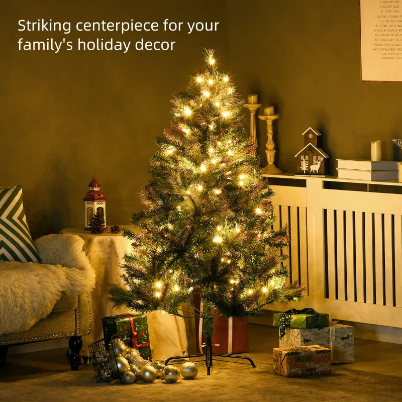 5ft Pre-Lit Artificial Christmas Tree - Warm White LED Spruce Holiday Décor with Metal Stand - Perfect Xmas Decoration