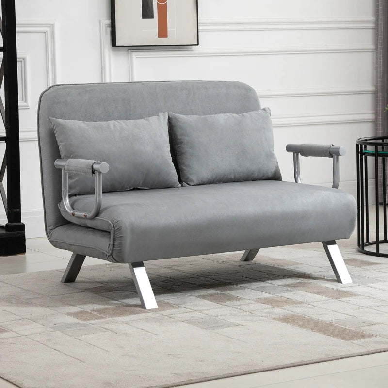 Light Grey Two-Seater Click-Clack Sofa Bed for Stylish Living Spaces