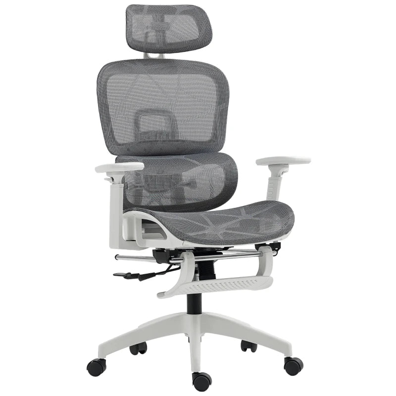 Multi-Adjustable Ergonomic Mesh Office Chair in Grey and White