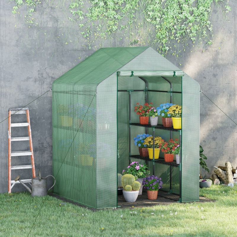 Green Garden Polytunnel with Shelves - 143x138x190cm