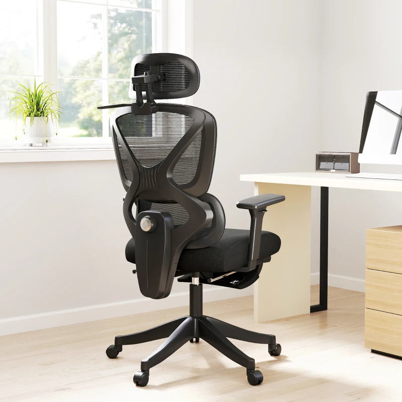 Ergonomic Adjustable Office Chair - Comfortable Black Desk Chair for Home & Office Use, Lumbar Support, Height Adjustable