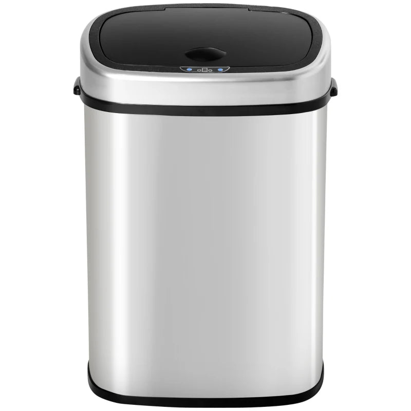 Stainless Steel 48L Touchless Kitchen Sensor Dustbin - Automatic Silver Rubbish Garbage Waste Bin for Home & Office