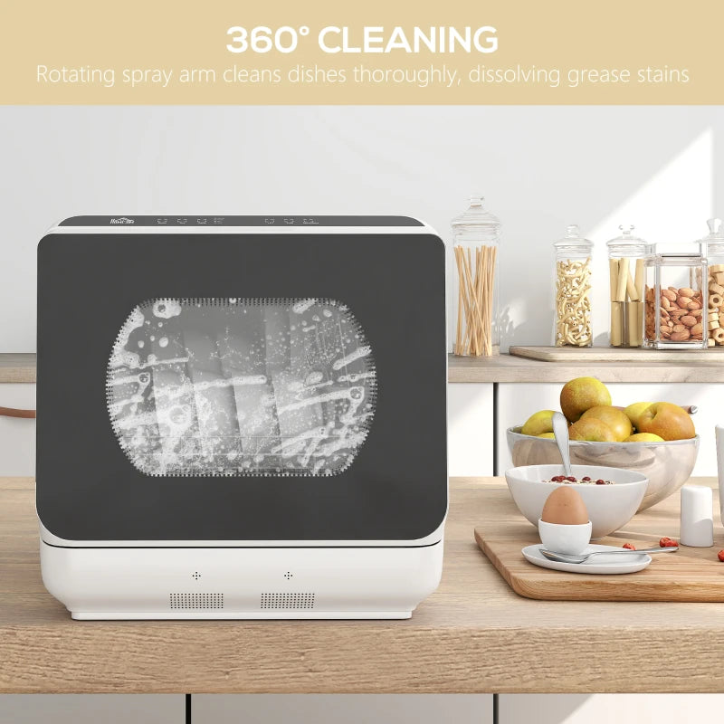 Compact Six-Programme Countertop Dishwasher - Energy Efficient, White Finish, Perfect for Small Kitchens and Apartments