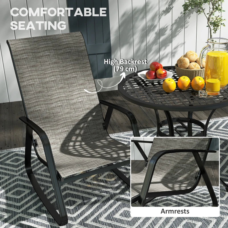 Ergonomic Garden Rocking Chair with Armrests, High Backrest, Steel Frame for Patio & Balcony