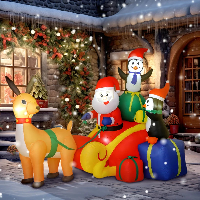 6ft Inflatable Santa Sleigh Decoration with Accessories - Perfect Holiday Outdoor Christmas Yard Decor
