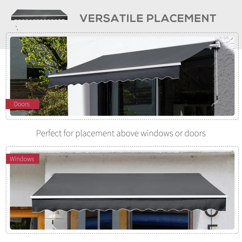 3.5m x 2.5m Dark Grey Retractable Awning Canopy