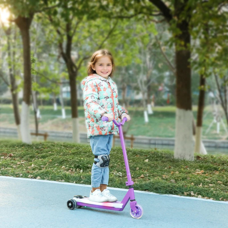 Electric Scooter for Kids 4-7 Years with LED Lights and Rear Wheels Purple