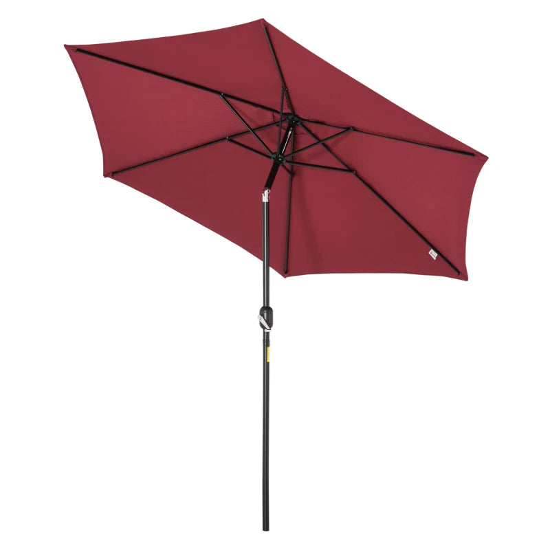 Red 2.7M Tilt Crank Garden Parasol Umbrella