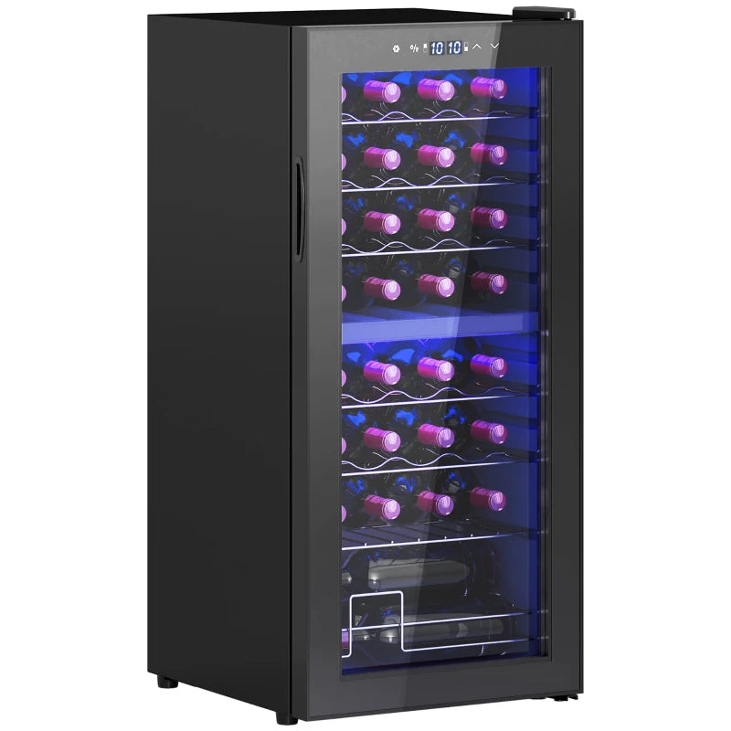 32 Bottle Dual Zone Wine Fridge - Black, Adjustable Temperature 5-18°C, Perfect for Wine Lovers & Collectors