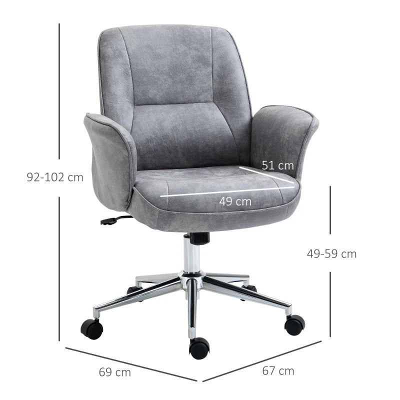 Vinsetto Light Grey Mid Back Swivel Computer Office Chair - Ergonomic Desk Chair for Home Study & Bedroom