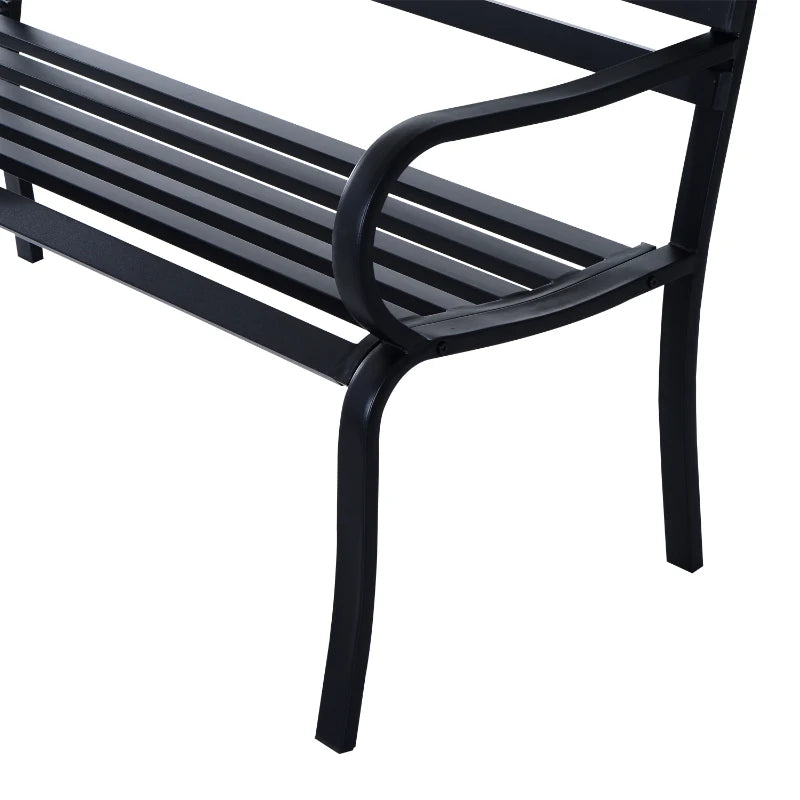 Black Metal 2-Seater Garden Bench