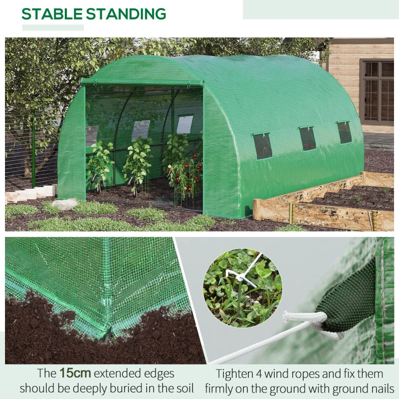 Green Walk-in Garden Tunnel Greenhouse Tent, 4x3M