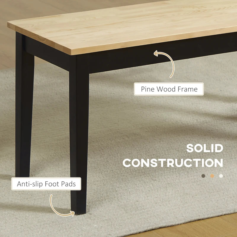 Stylish 102 cm Black Wood Dining Bench for 2 - Perfect for Kitchen, Dining Room, or Entryway Seating