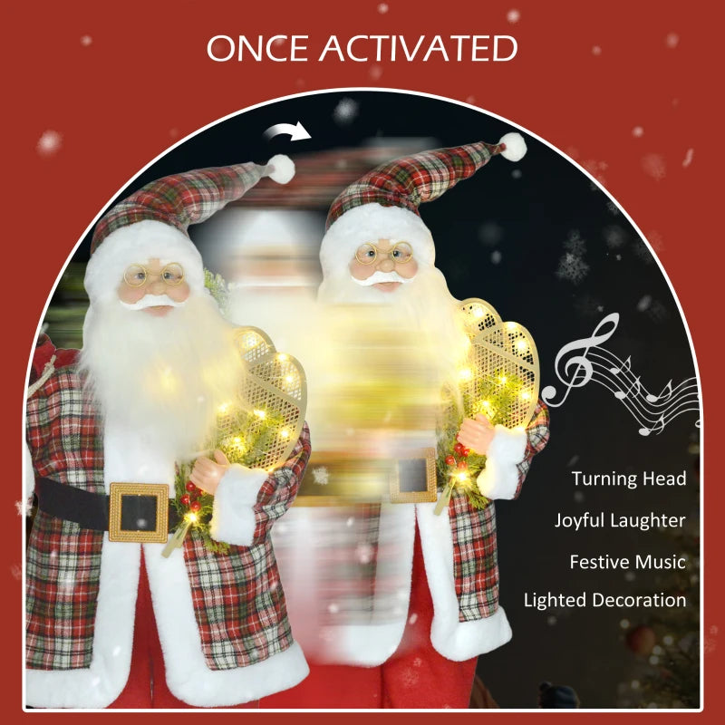 4'3" Animated Santa Claus Figure with Sound & Lights - Festive Red & Green Holiday Decoration for Christmas
