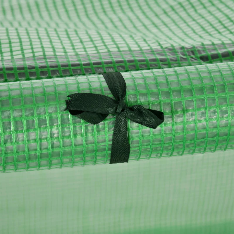 Green Steel Frame Mini Garden Greenhouse with Zipped Doors, 295 x 100 x 80cm