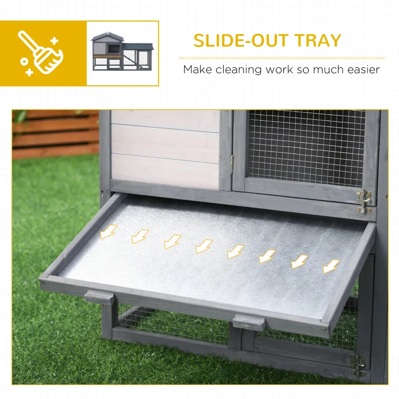 Premium Double Tier Wooden Rabbit Hutch Outdoor - Water-Resistant Roof, Ramp, 147x54x84 cm, Stylish Grey Design
