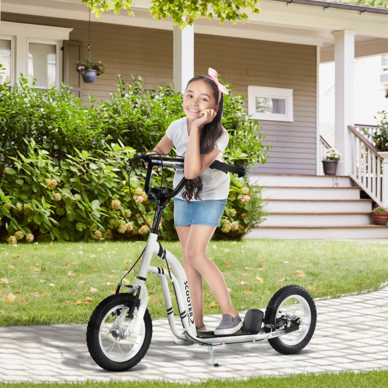Dual Brakes 12" Adjustable Kick Scooter with Metal Frame - Black - Perfect for Kids and Adults