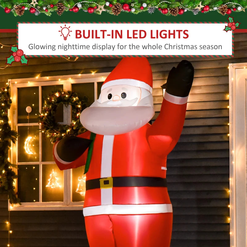 8ft Inflatable Santa Christmas Decoration with LED Lights - Holiday Yard Decor for Indoor & Outdoor Use