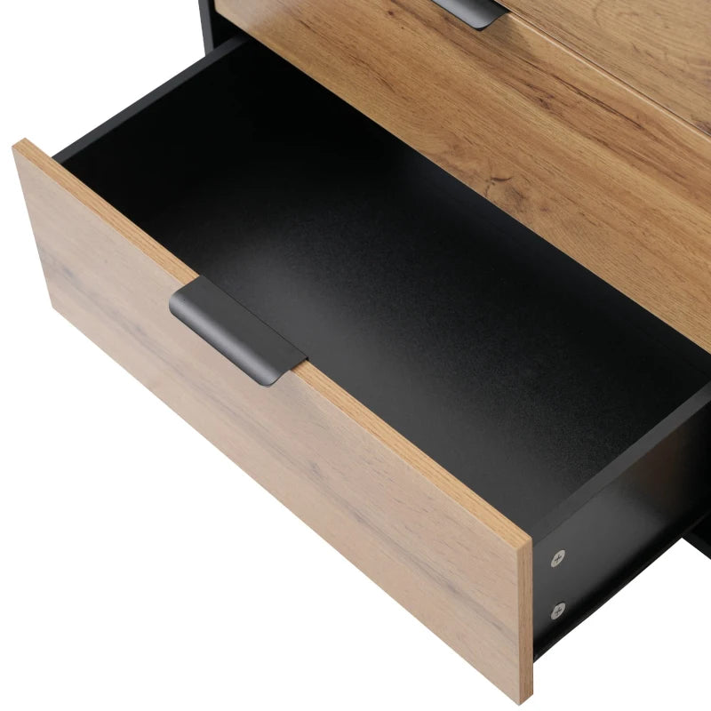 Anti-Tip Oak Sideboard Cabinet with Storage Drawers & Shelves - 120x40x80 cm Wooden Drawer Chest for Living Room