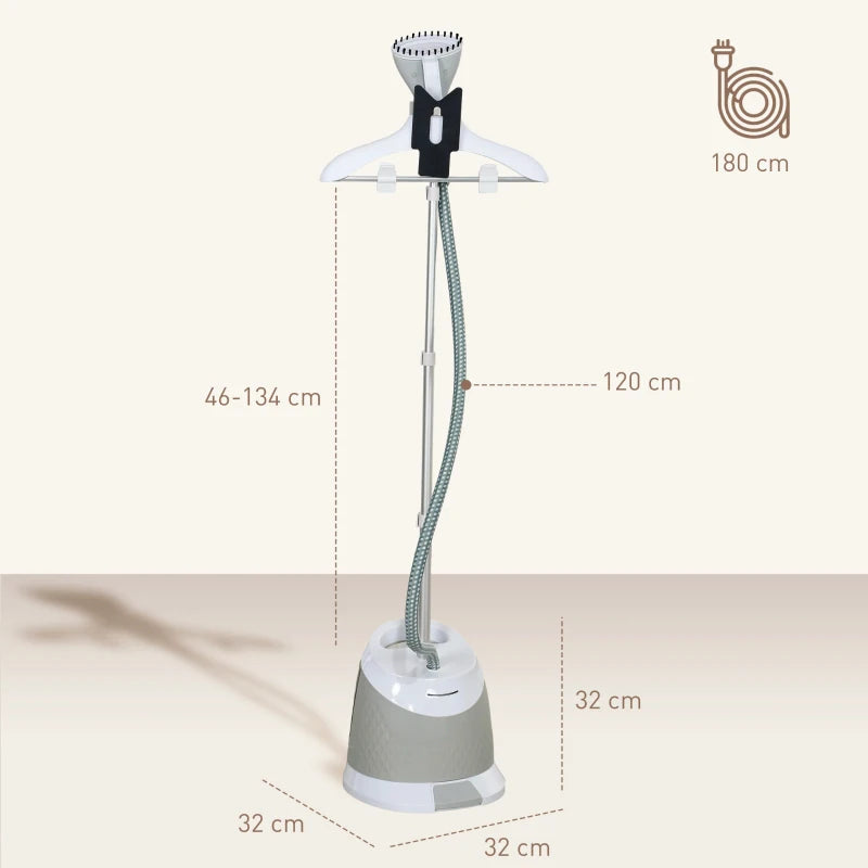 1800W Powerful Standing Clothes Steamer with Accessories in Grey