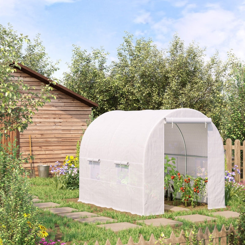 Green Walk-in Garden Greenhouse with Mesh Windows, 2.5 x 2 x 2m