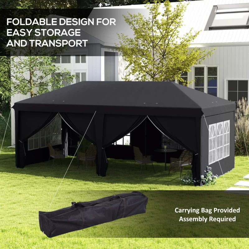 Grey 3x6m Pop-Up Gazebo with Curtain Walls and Windows