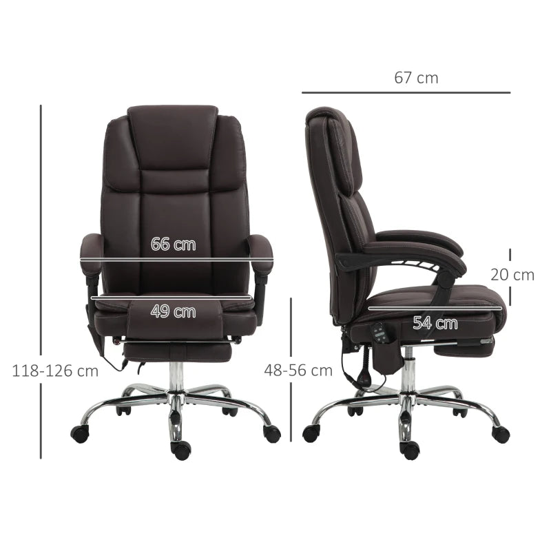 Vinsetto Dark Brown Six Point Vibrating Massage Office Chair - Ergonomic Comfort for Home & Office Use