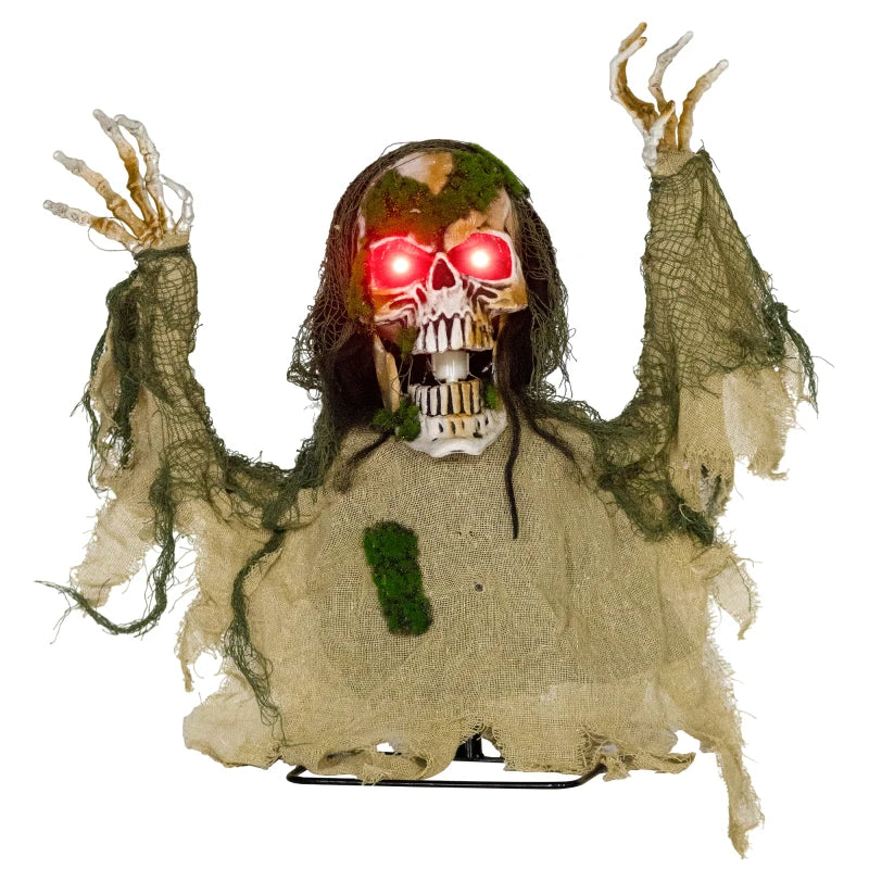 Halloween Animated Skeleton with LED Eyes - Scary Half-Body Decoration, Battery Operated Indoor Party Prop