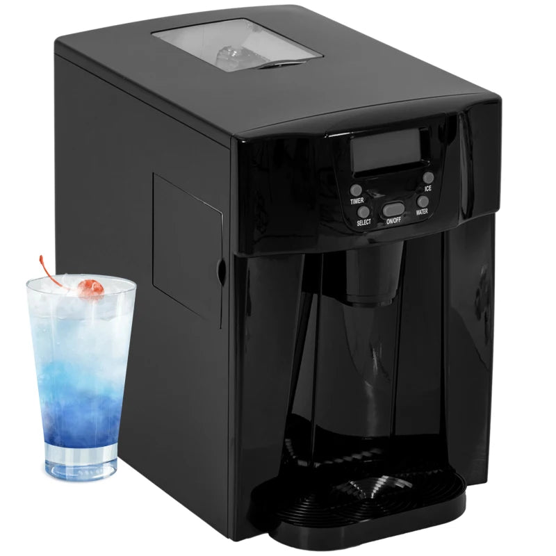 3L Ice Maker & Water Dispenser - 12kg Daily, 9 Ice Cubes in 6-10 Mins, Compact Black Ice Machine