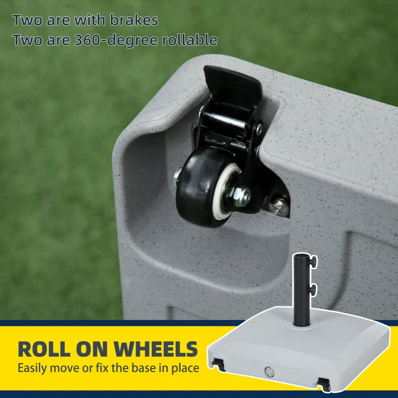 Grey Garden Umbrella Base with Wheels, 24kg Water or 30kg Sand Filled