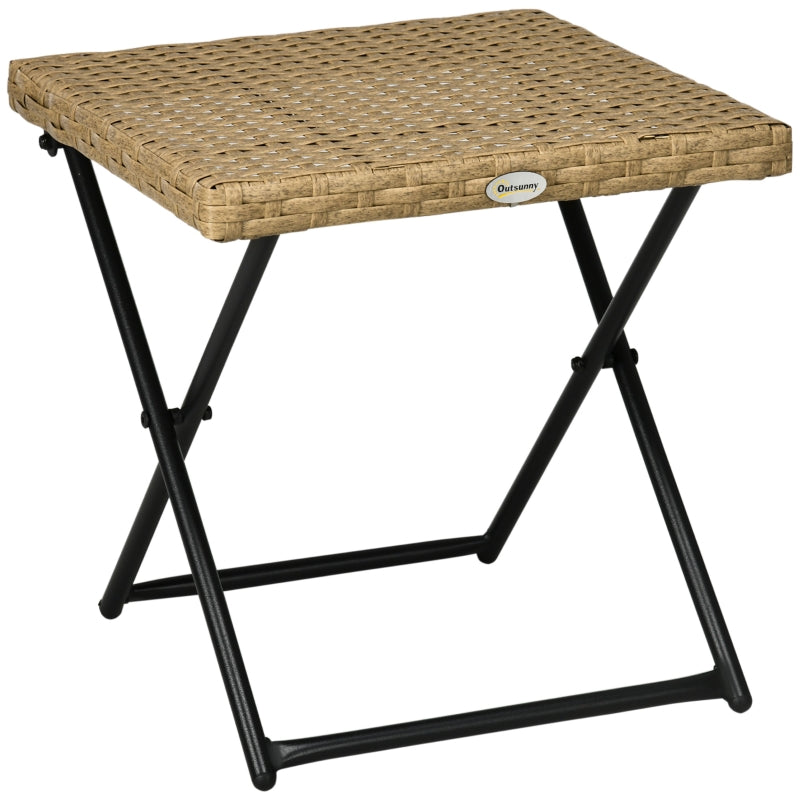 Small Folding Rattan Outdoor Coffee Table, Natural