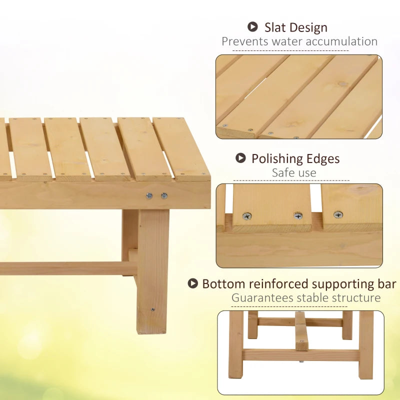 Wooden Garden Loveseat Bench - Natural Fir, 2-Seater (110L x 38W cm)