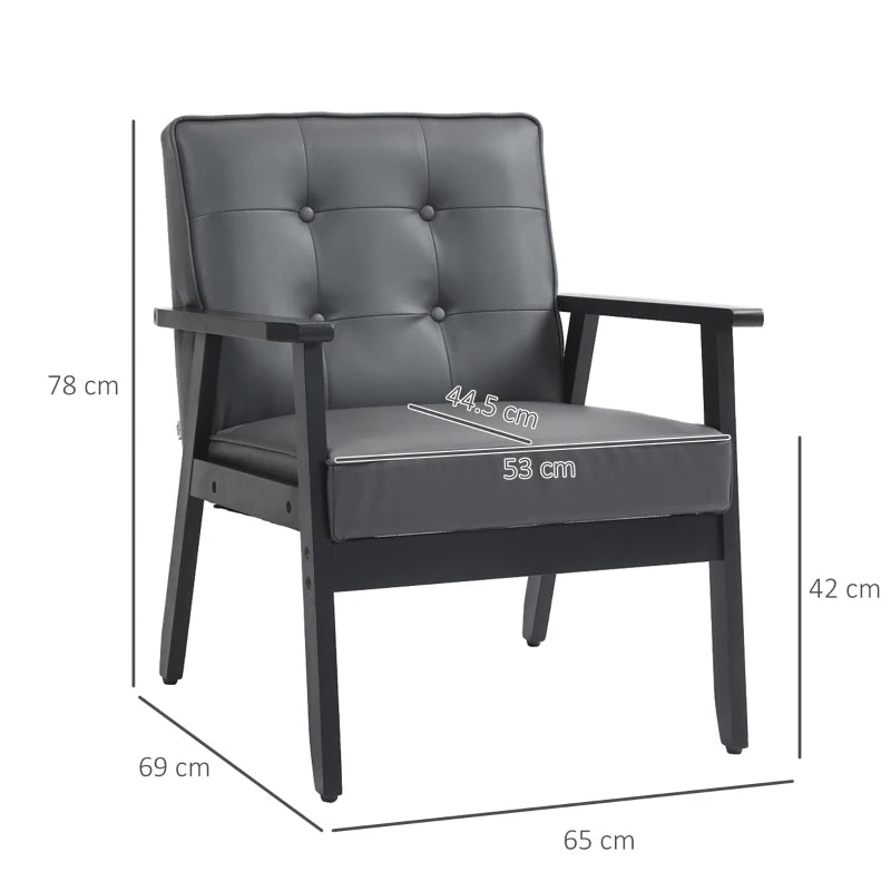 Retro-Style Accent Chair with Grey Faux Leather Seat for Stylish Home Decor