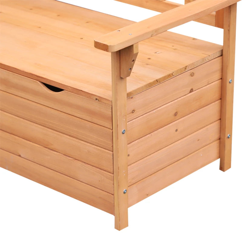 Wooden Outdoor Garden Storage Bench - Natural Wood Finish