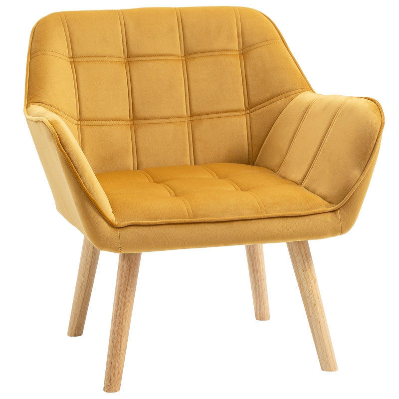 Stylish Modern Accent Chair with Wide Arms and Slanted Back for Living Room, Bedroom or Home Office in Yellow