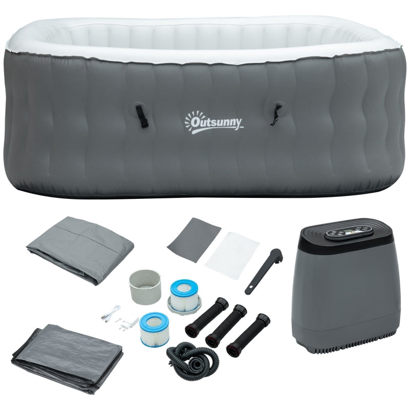 Square Inflatable Hot Tub - Light Grey