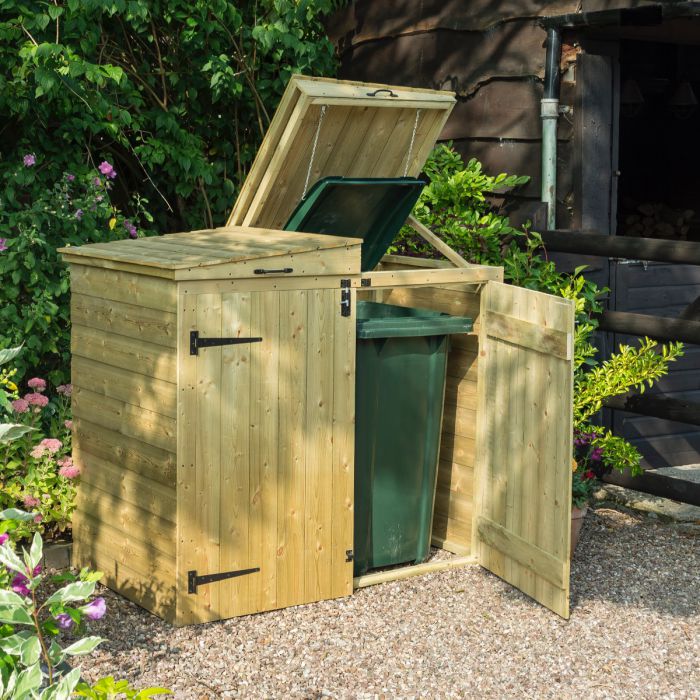 Large Outdoor Wooden Bin Storage Unit