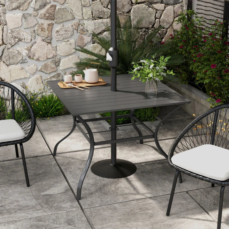 Dark Grey Outdoor Dining Table for Four with Parasol Hole