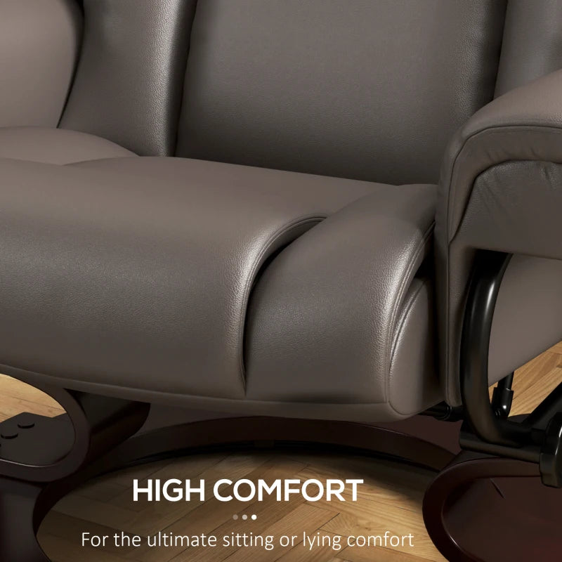 Upholstered Massage Recliner Chair with Footstool, Adjustable Backrest, Swivel Design for Living Room and Bedroom, Brown