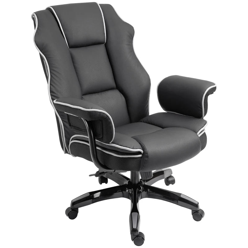 Vinsetto Black/White Faux Leather Executive Office Chair with Contrast Piping - Ergonomic Design for Comfort and Style
